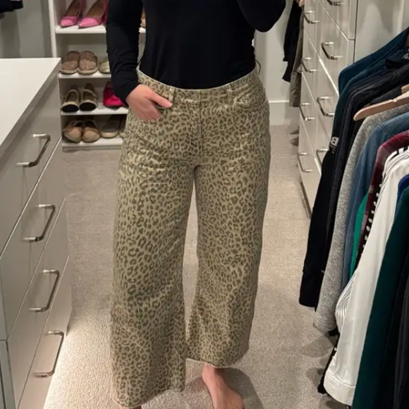 Le Jean Leopard Barrel Jeans Size 24 Baggy Ankle Raw Hem Animal Designer $300 - Picture 6 of 16